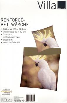 Bettwäsche Nature - Kakadu - 155 x 220 cm - Renforcé - in Übergröße